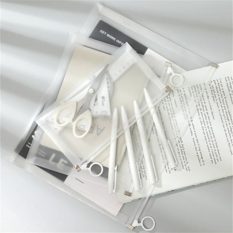1 pz PVC trasparente A4 A5 B6 borsa per documenti trasparente porta File per ufficio custodia con cerniera Loop Pull Organizer cancelleria materiale scolastico