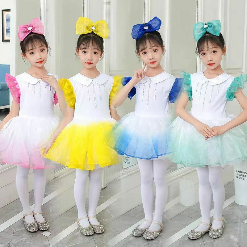 Costume de cosplay Xiaohe pour la journée des enfants, vêtements de performance pour filles, jupe en fil moelleux coloré, vêtements de danse