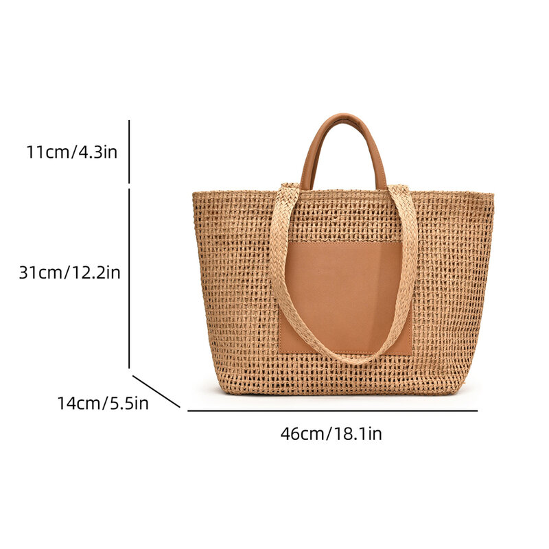 2024 nuova borsa di paglia estiva per borsa in Rattan intrecciata di marca borsa a tracolla da spiaggia di grande capacità da viaggio Bolsas femminile