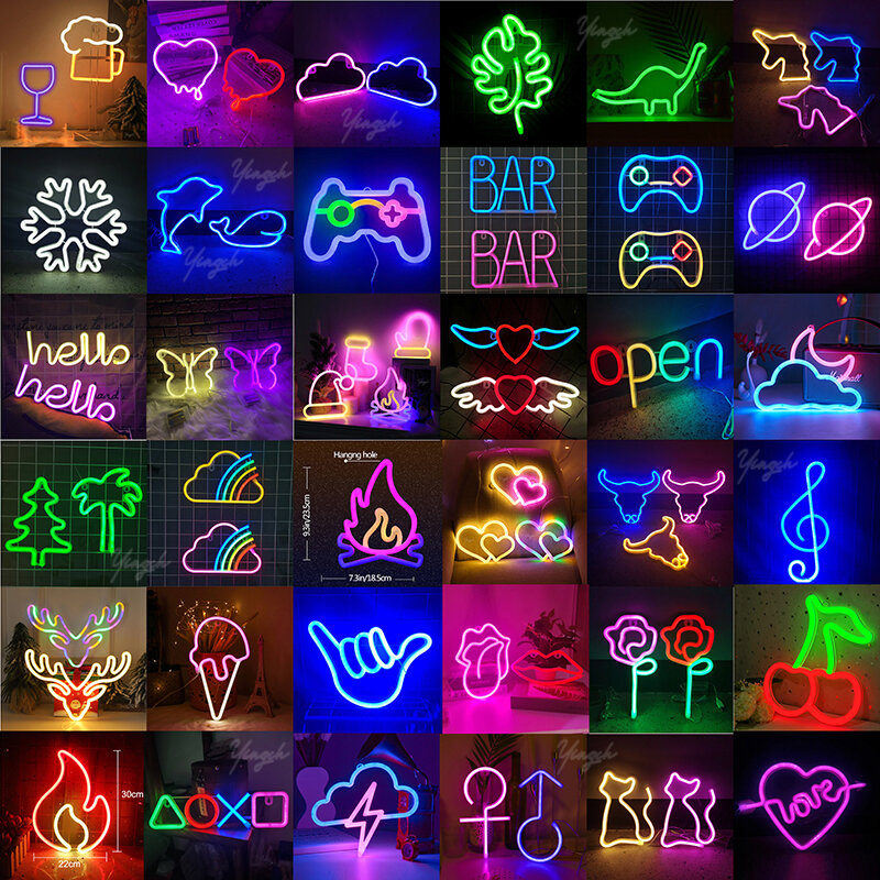 Atacado Neon Sign Light Custom Led Lâmpada Night Lights Love Heart Jogo Bar Room Decor Aniversário Wedding Party Shop Kids Gift