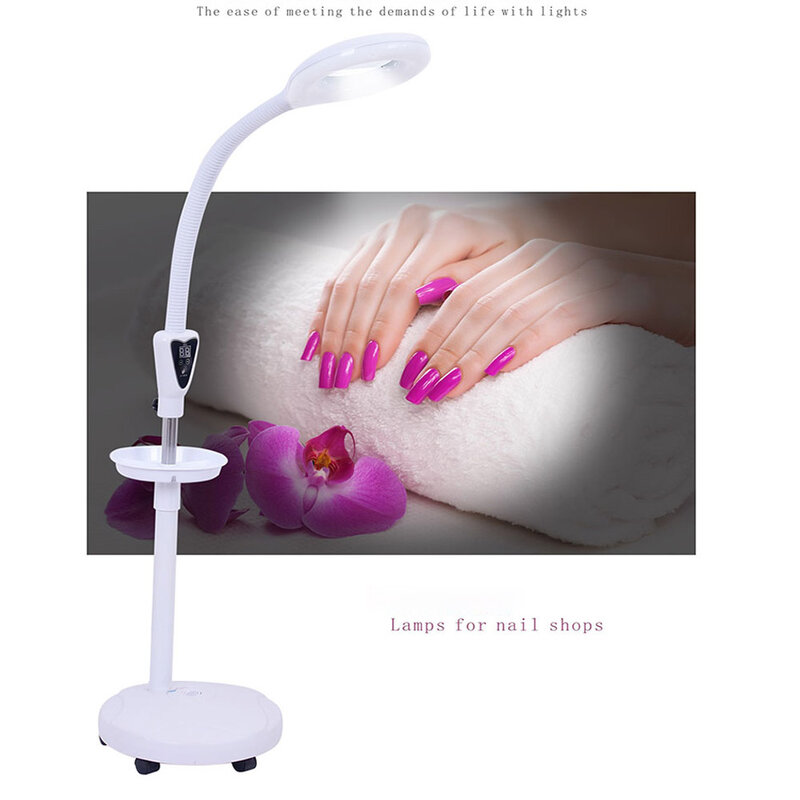 110V/220V Pro 8X Diopter 120 LED Pembesar Floor Stand Lampu Kaca Pembesar Len Wajah Light untuk nail Salon Girls Tato