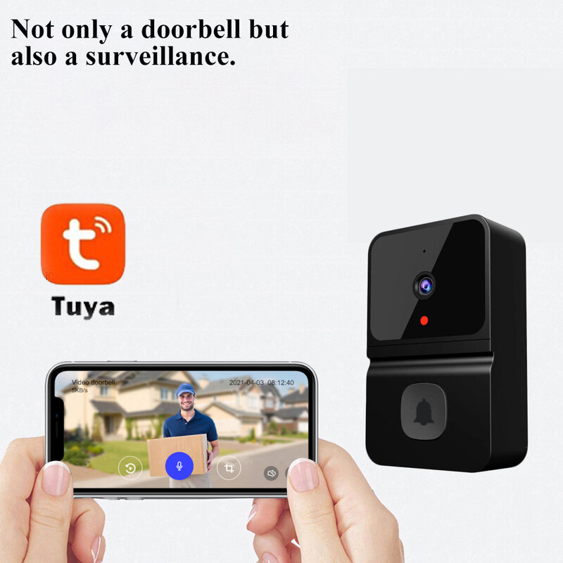 Tuya bel pintu Video nirkabel kamera HD, PIR deteksi gerak IR Alarm keamanan bel pintu rumah pintar interkom WiFi untuk rumah