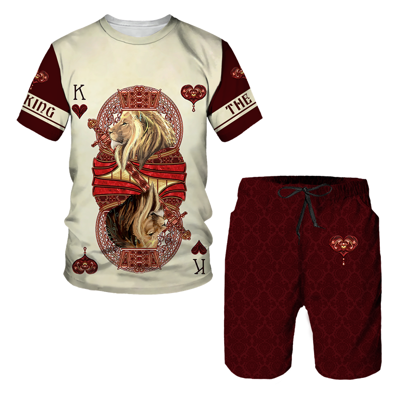 Traje de Camiseta con estampado de tigre 3D para hombre, ropa deportiva informal, ropa de calle, chándal, pantalones cortos, 2 piezas, Verano