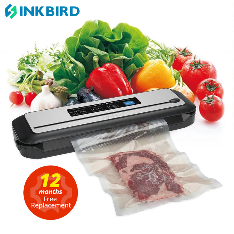 Inkbird INK-VS01 진공 식품 실러 110V 자동 씰링 기계 건조 및 습기 모드 내장 커터 식품 보존