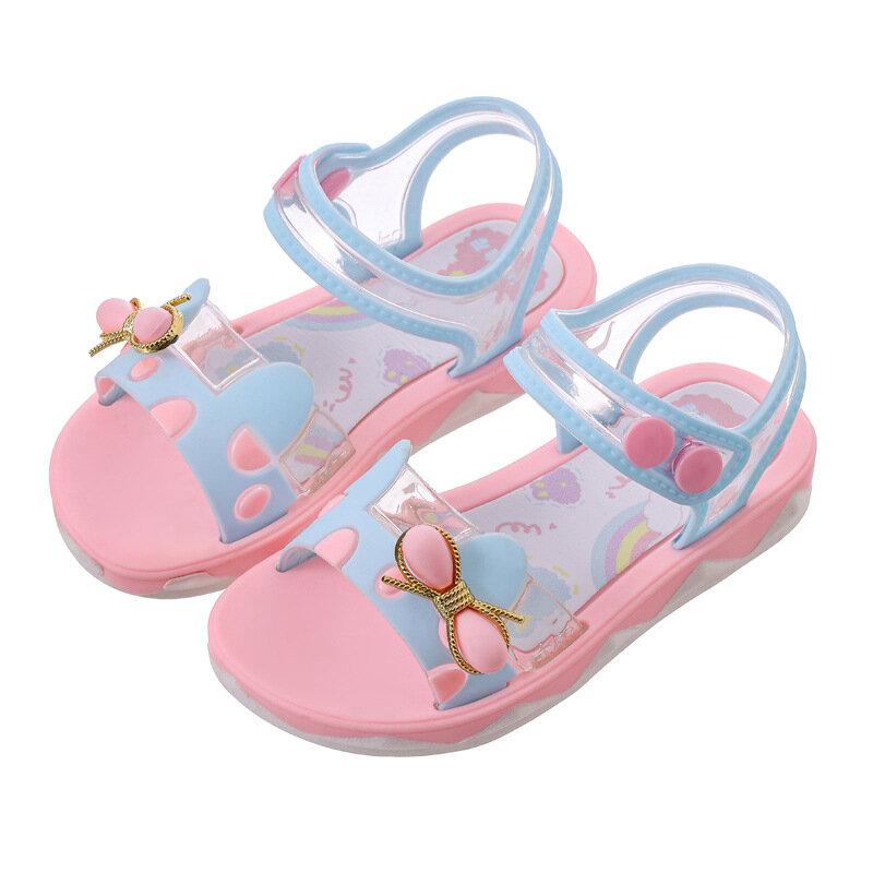 Summer Fashion Sandals For Girls Bowtie Flat Heel Sandals Children Beach Shoes Girl Non-slip Soft Sole Sandals Kids
