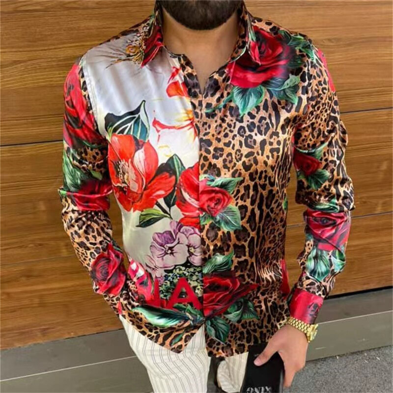 2022 nowych mężczyzn z długim rękawem koszule z nadrukiem dla męskiego luksusowego mężczyzny markowe ubrania hawajskiej modnej eleganckiej klasycznej mody