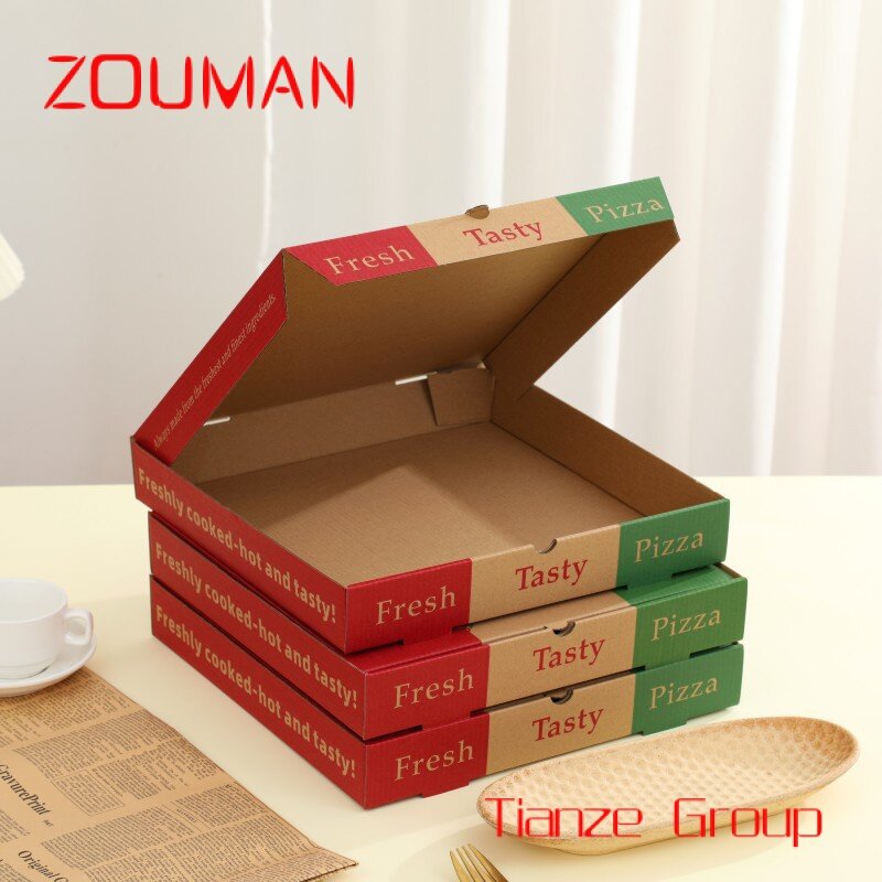 กล่องเก็บอาหารเกรดอาหาร DUS Pizza สำหรับธุรกิจขนาดเล็กแพ็กเกจแบบกลมออกแบบได้ตามต้องการ
