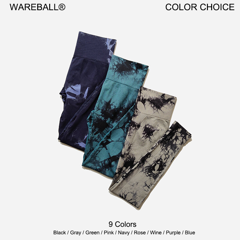 WAREBALL-pantalones de Yoga Tie Dye para mujer, mallas de gimnasio sin costuras de cintura alta, medias deportivas de realce, Leggings de entrenamiento para Fitness, novedad