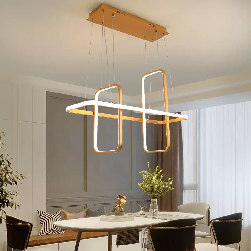 Nordic Modern Matte Black/Gold/White Aluminum Chandeliers Dining Rooms Bedrooms Hanging Chandeliers Lighting Fixtures