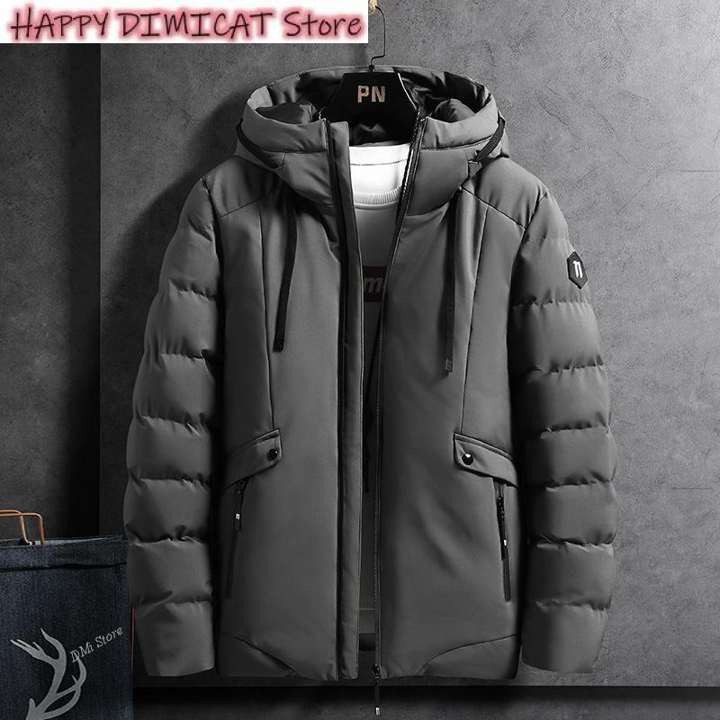 Męskie płaszcze puch M-4Xl moda zimowa kurtka męska z kapturem ciepłe płaszcz wiatroszczelny męskie grube, ciepłe kurtki z zamkiem błyskawicznym