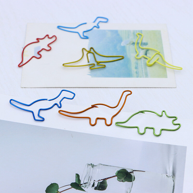 20pcs/bag Cartoon Dinosaur Animal Alien Paper Clips Hand Account Storage Bookmark Binder Clip