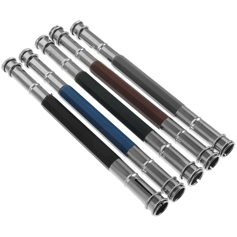Perlengkapan pensil 5 buah alat artis Extender perpanjang Aksesori tulis kantor pensil warna pemegang arang baja tahan karat