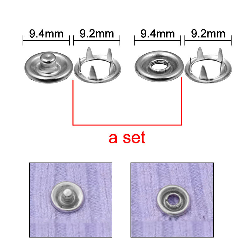 Metal Snap Button Fasteners, Plier Tool, Press Studs, Button Pression Fasteners, Instalando roupas, Acessórios para sacos, 9.2mm, 9.4mm