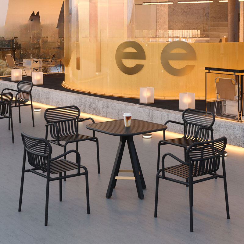 Set combinazione tavolo e sedia da esterno Cafe, bar, bar, bar, negozio di tè al latte, ristorante, terrazza, cortile, giardino