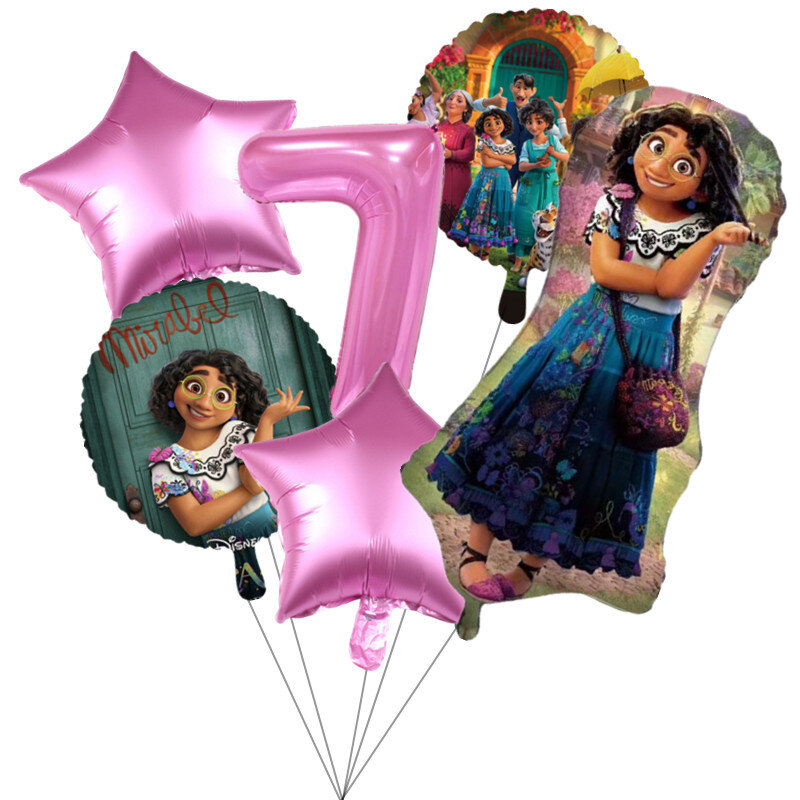 Globos de Encanto de Disney para niñas, decoración de fiesta de cumpleaños, número de dibujos animados, Mirabel, juguetes para niños, 32 pulgadas, 6 unidades