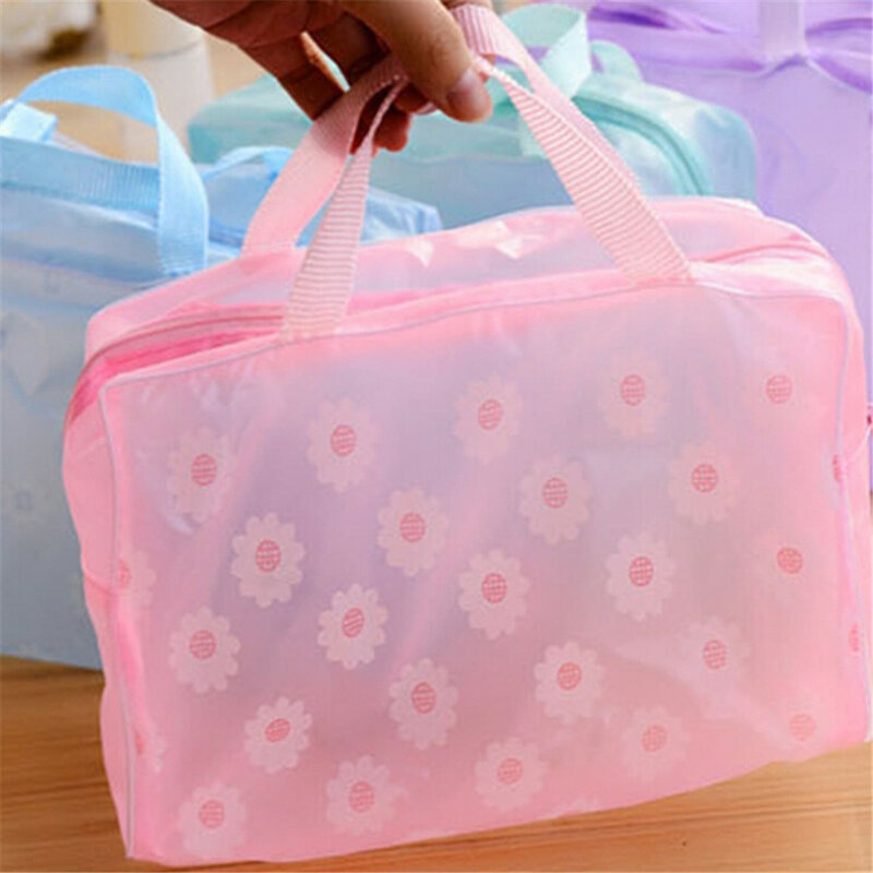 Bolsa organizer de cosméticos feminina, impermeável, de pvc, transparente, sacola de plástico para viagem, 1 pacote