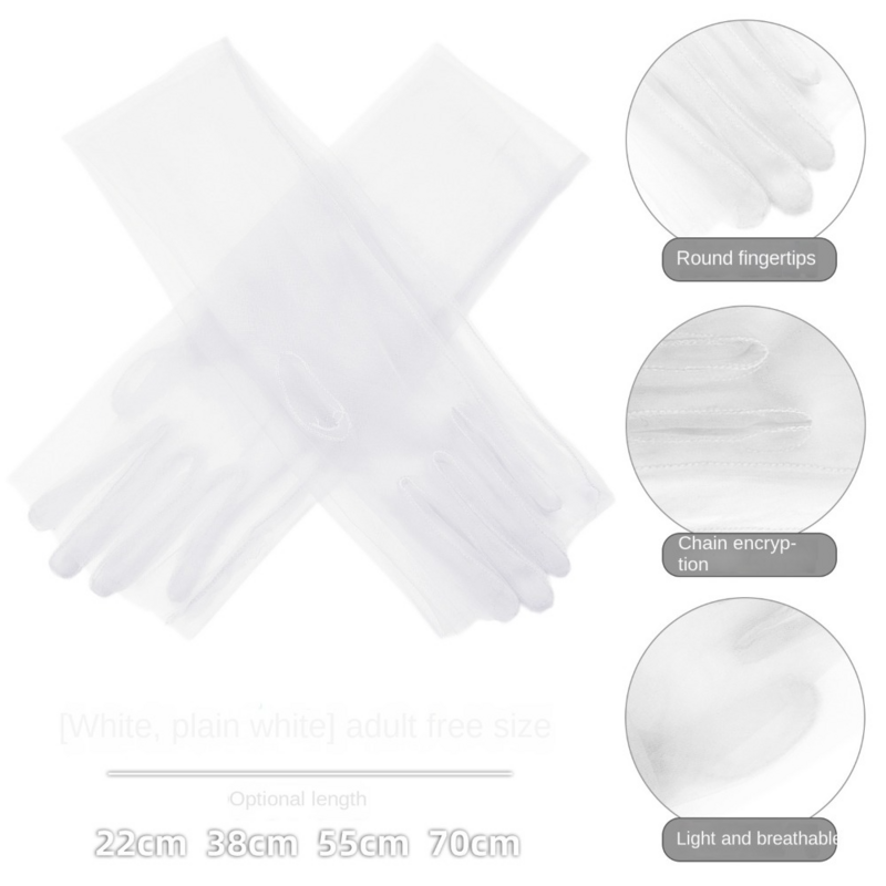 Sheer Tulle Transparent Driving Gloves Breathable Transparent Sunscreen Driving Mittens Black Sun Protection