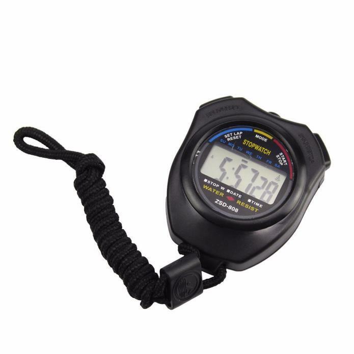 Timer dapur hitam Digital Multifungsi, Timer olahraga tahan air Lcd Digital Stopwatch kronograf penghitung waktu Alarm olahraga