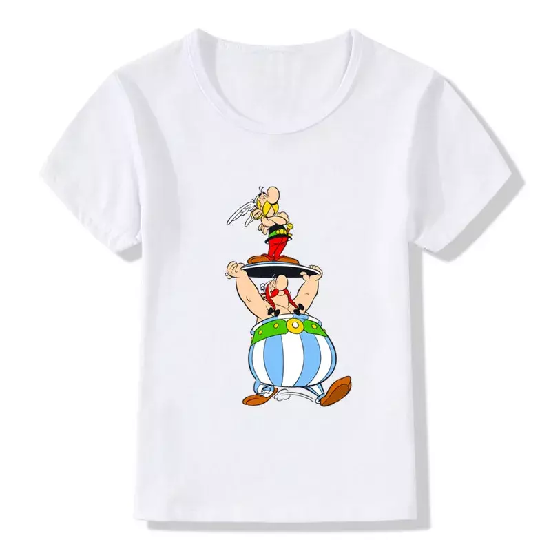 Camiseta divertida con estampado de dibujos animados de Las Aventuras de Asterix y Obelix para niños, ropa informal de verano para niñas, Tops,HKP5448