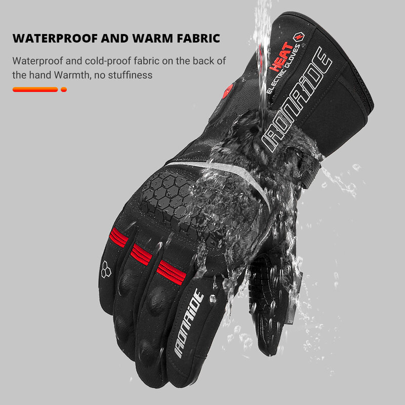 Heated Gloves Winter Warm Touch Screen Heating Charging Gloves Waterproof Skiing Motorbike Riding Gloves Winter Thermal