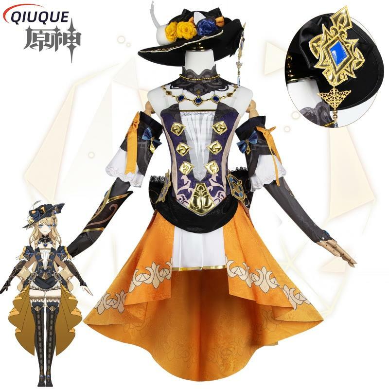 Game Genshin Impact Navia Cosplay Costume Hat Wig Shoes Set Women Dress Fontaine Uniform Halloween Party Outfit
