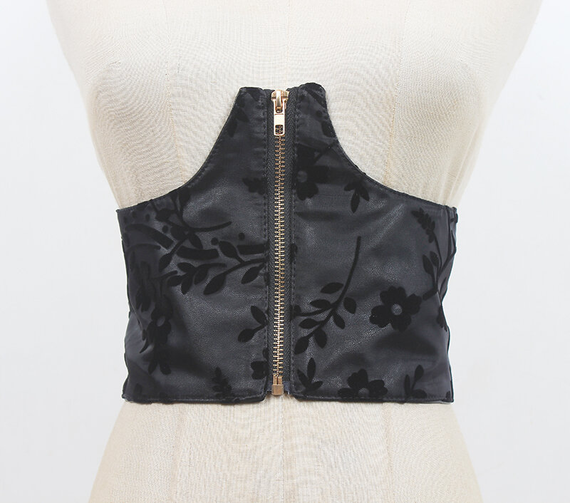 Runway moda donna Organza in pelle PU elastico Cummerbunds vestito femminile corsetti cintura cinture decorazione cintura larga R1327