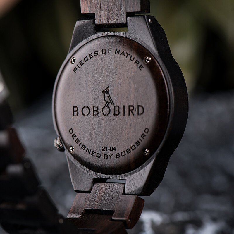 BOBO BIRD-reloj analógico de madera para hombre, accesorio de pulsera de cuarzo resistente al agua con calendario, complemento masculino de marca de lujo con diseño de guerrero vikingo, incluye caja de regalo