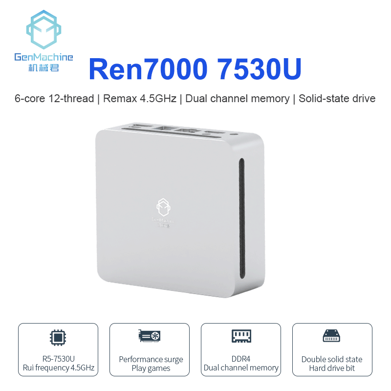 Mini PC Ren7000 7530U, CPU AMD Ryzen5 7530U, 2023 GHz hasta 2,0 GHz, compatible con Windows 4,5, DDR4, hasta 64GB, WiFi6, novedad de 10/11