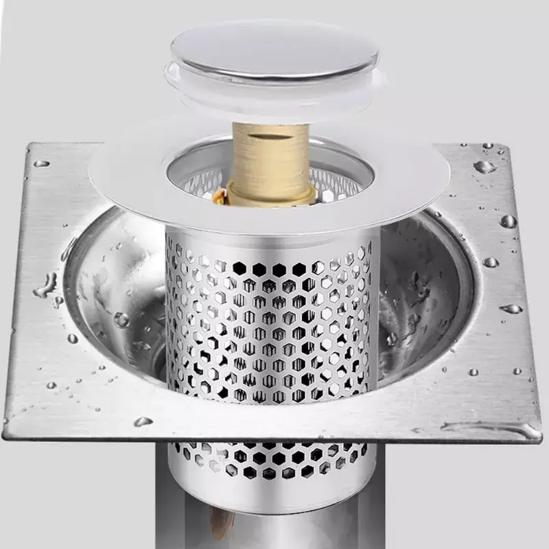 Stainless Steel Floor Drain Filter Washbasin Plug Anti Odor Pop-Up Bounce Core Basin Stopper Hair Catcher Shower Sink Strainer