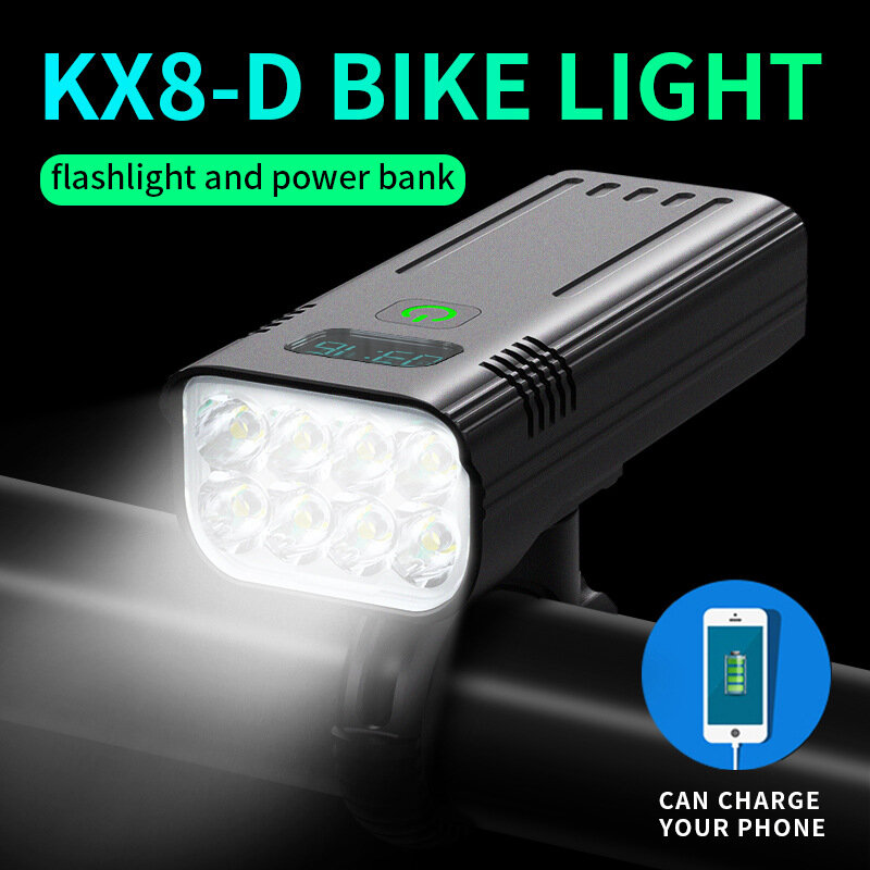 KX8D 자전거 헤드라이트, 강한 빛, 손전등, 사이클링 장비, 자전거 야간 라이딩 액세서리, 산악 조명