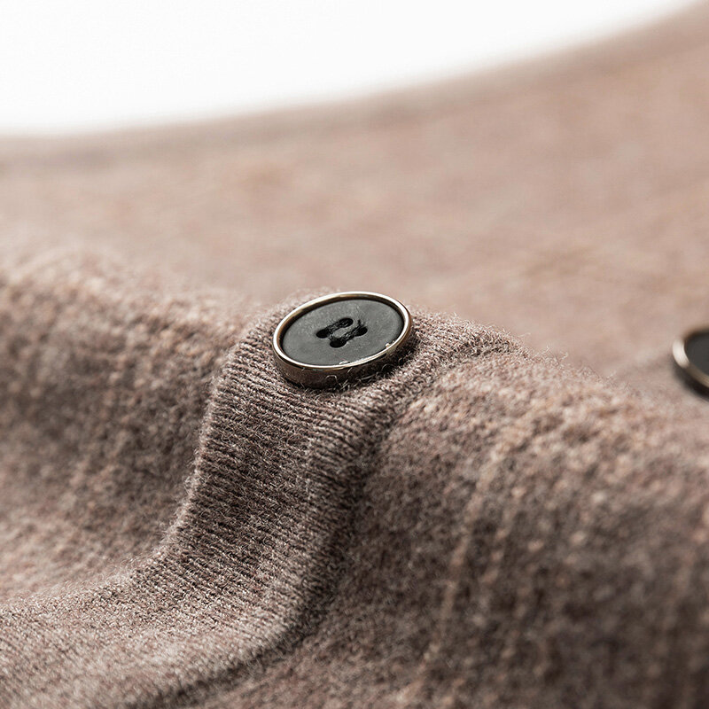 Cardigan in pura lana gilet da uomo con scollo a v allentato spesso 100% lana maglione autunno e inverno gilet lavorato a maglia di fascia alta