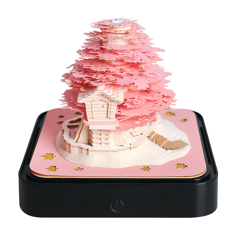 Omoshi roi Block 3D Notizblock Sakura Baumhaus 3D Kalender 2024 3D Notizblock Block Notizen Büros Papier Notizen Weihnachten Geburtstags geschenk