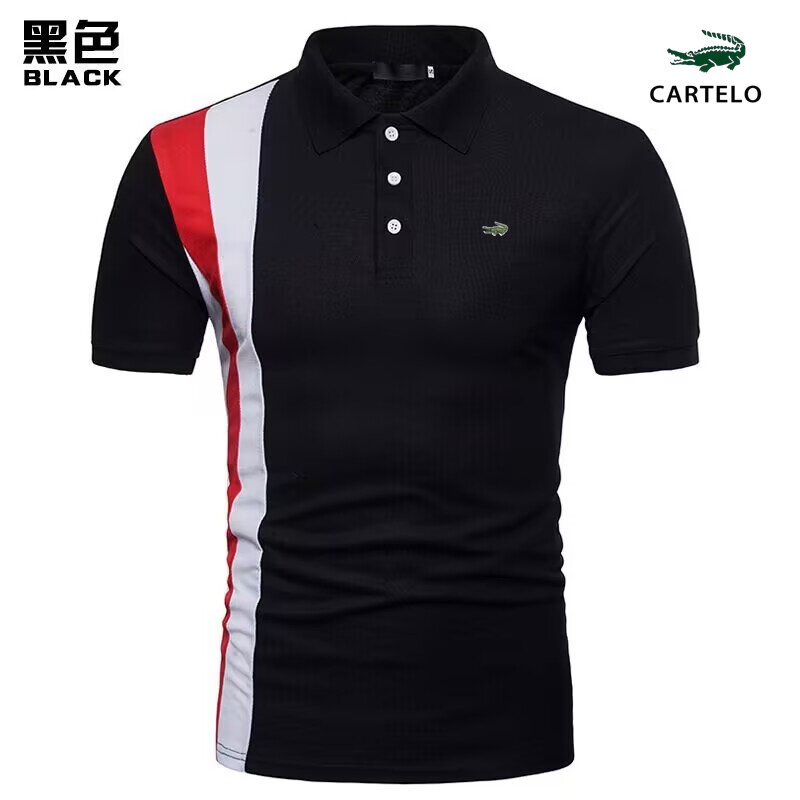 CARTELO-Polo brodé à manches courtes pour homme, t-shirt de marque, décontracté, de haute qualité, été