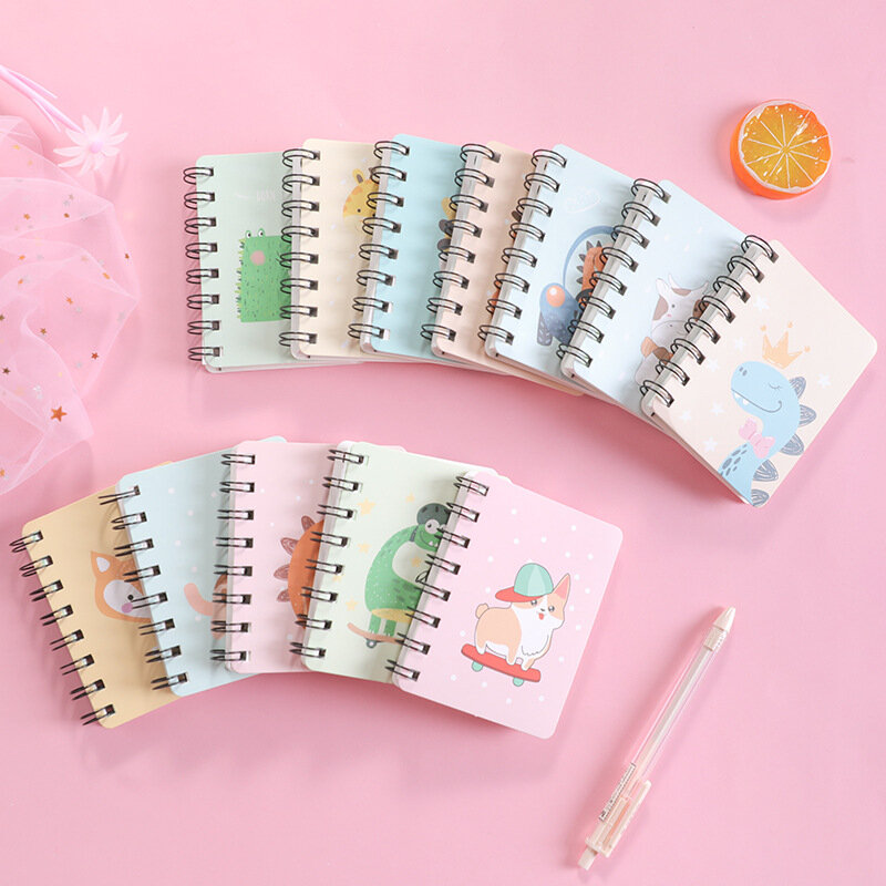 Cuaderno en espiral con anillas A7, almohadillas de escritura de animales bonitos, Mini libro de bolsillo para dibujar, papelería coreana, suministros escolares