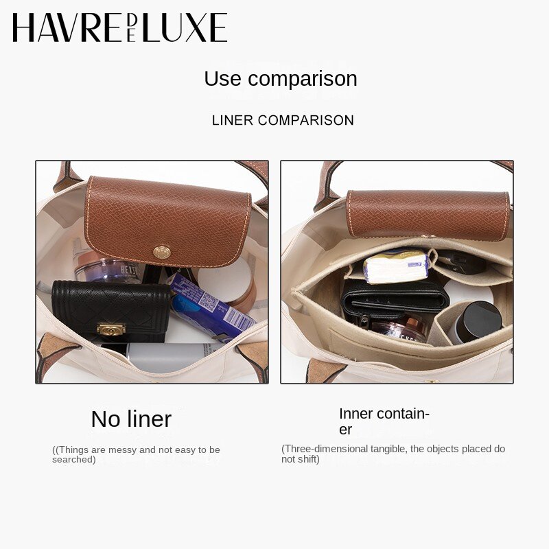 HAVREDELUXE Bag Organizer For Longchamp Small Tote Bag Makeup Bag Storage And Travel Inner Bag Liner