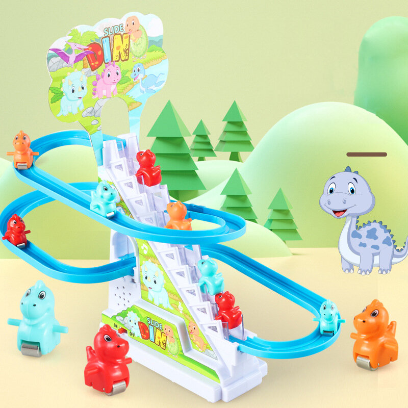 Mainan Roller Coaster LED untuk hadiah, lampu LED musik untuk hadiah, tangga, Slide balap, bebek elektrik