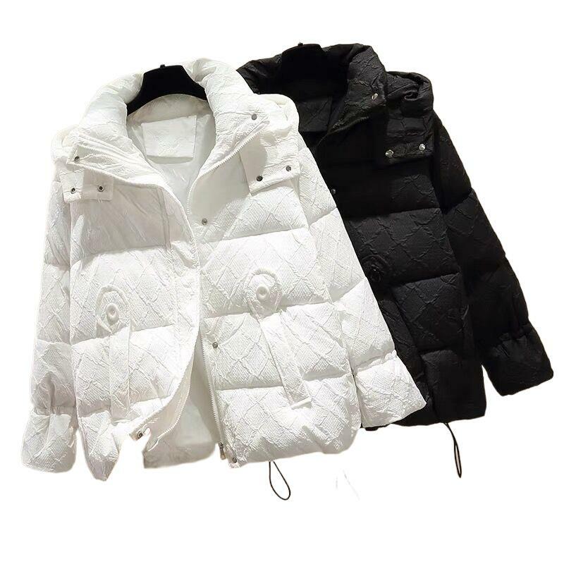 Casaco de algodão monocromático para mulheres, simples e versátil, streetwear versátil, capuz impermeável, outwear Harajuku, casaco quente, alta qualidade, inverno