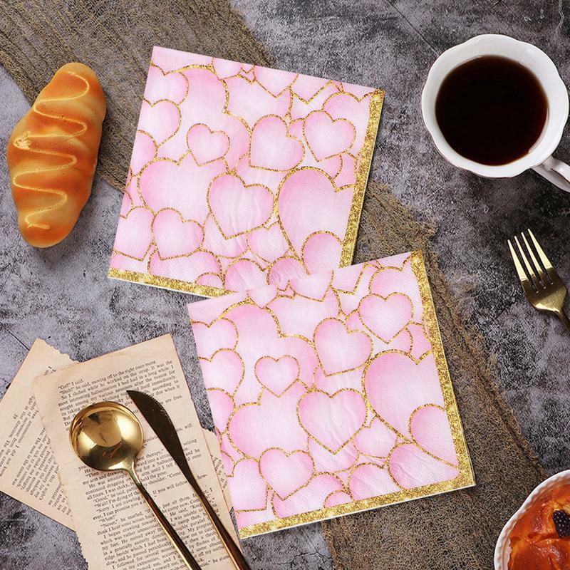 Valentine's Day Cocktail Napkins 20pcs Holiday Birthday Dinner Hand Towel Plate Napkins Party Favors For Family Gatherings