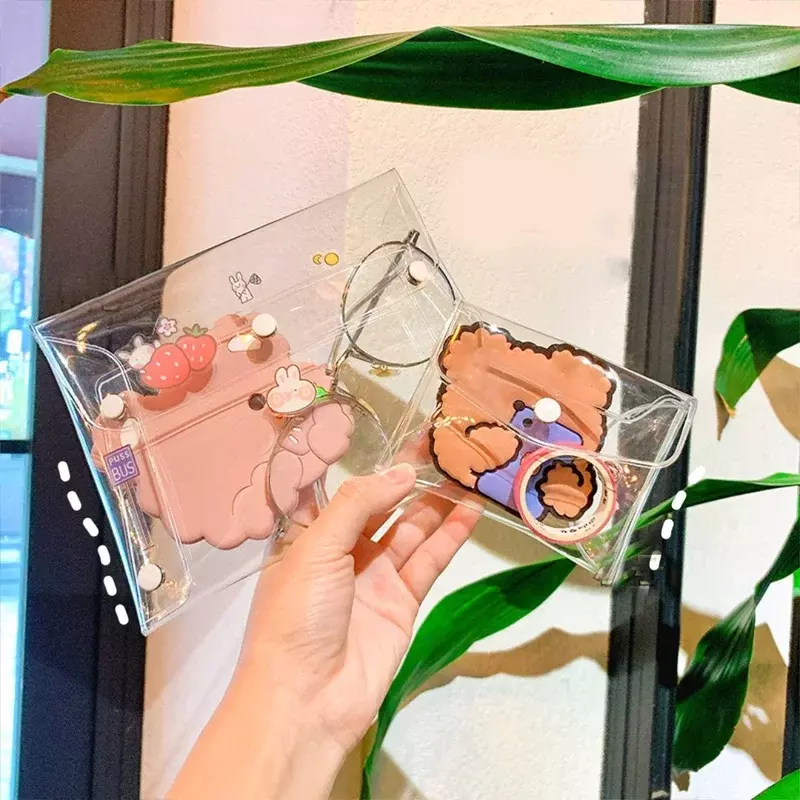Nette PVC Lagerung Kleine Große Klar Pinsel Organizer Mini Koreanische Ins Transparent Kosmetik Tasche Reise Make-Up Tasche Kosmetik Tasche