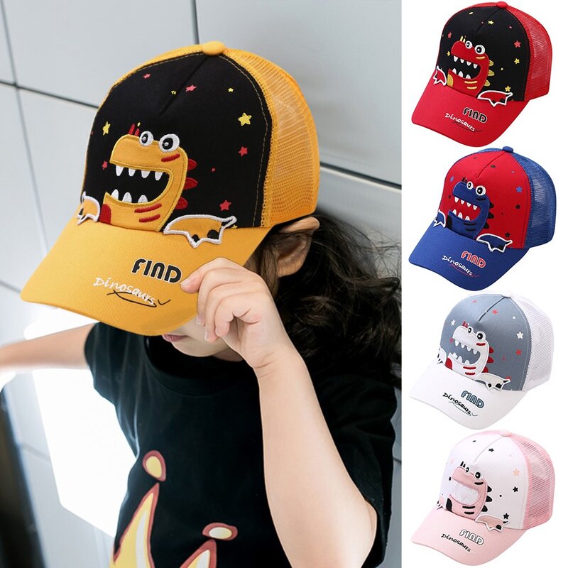 Gorra bordada de moda con visera para niñas, gorro de dinosaurio, gorras de béisbol para bebés y niños, visera de parabrisas