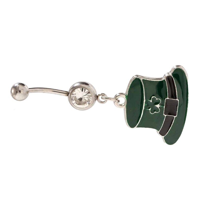 Trzylistne koniczyny pępku stop zielony kapelusz pierścionki na pępek biżuteria prezent HXBA