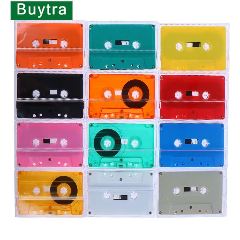 Pemutar pita kosong warna kaset standar dengan kotak penyimpanan bening pita Audio magnetik 45 menit untuk perekaman musik pidato 1Set