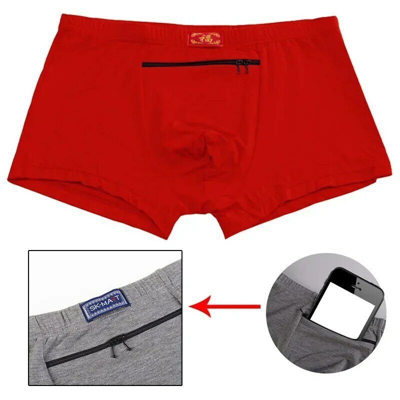 Boxer da uomo Sexy slip segreti tascabili nascosti tasca frontale per sesso all'aperto Soft Keep Pickpocket Proof Underwear Safe Protector