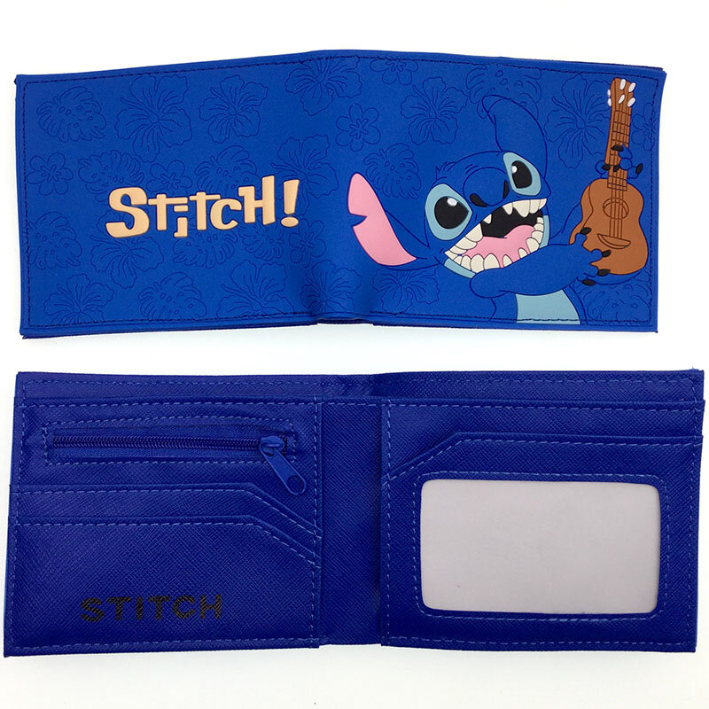 Disney Stitch Anime Pastas, R5082 Carteira, Cartoon Zipper Coin Bag, Bolsas casuais, Armazenamento de cartões, Presente Unisex