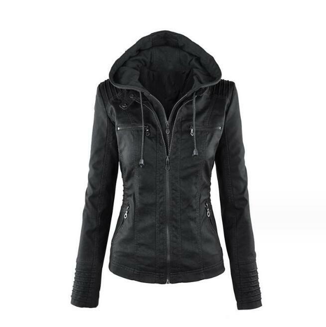 Куртка из искусственной кожи Женская куртка пальто женская зимняя мотоциклетная куртка из искусственной кожи замша на молнии толстовки Верхняя одежда