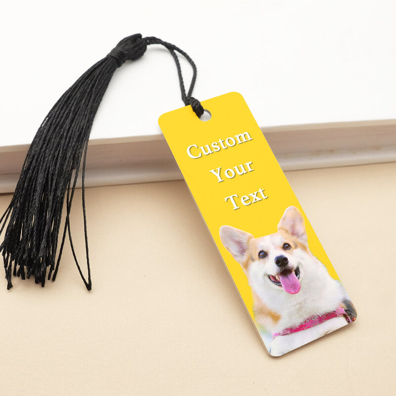 Personalized Metal Bookmark with Tassel Custom Photo Bookmark Pet Photo Book Mark Picture Bookmark for Her Gift for Reader
