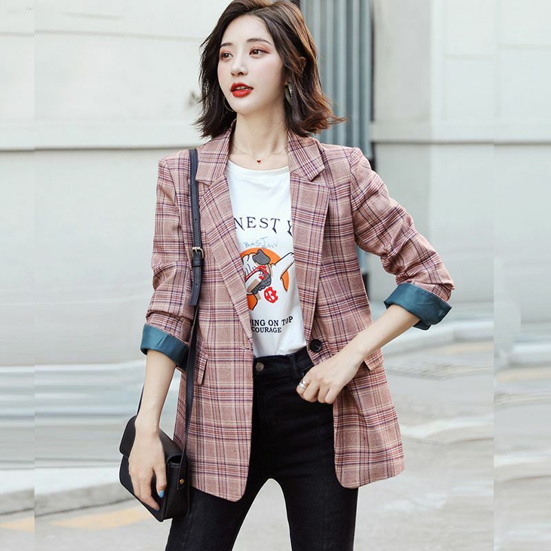 Women's Plaid Casual Suit Jacket Blazers for Woman Office Outfits Women Business Casual Women Outfits New in Suits Blazer