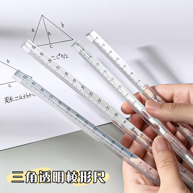 3d estéreo réguas transparentes 15cm ferramenta de medição desenho modelo matemática régua ângulo régua material escolar escritório bonito papelaria