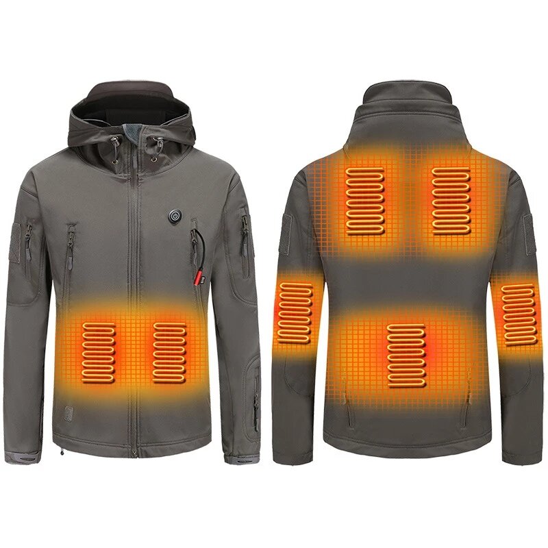 Giacca da riscaldamento elettrica invernale da uomo per esterno carica USB giacche riscaldate da uomo abbigliamento da trekking per sci di calore intelligente