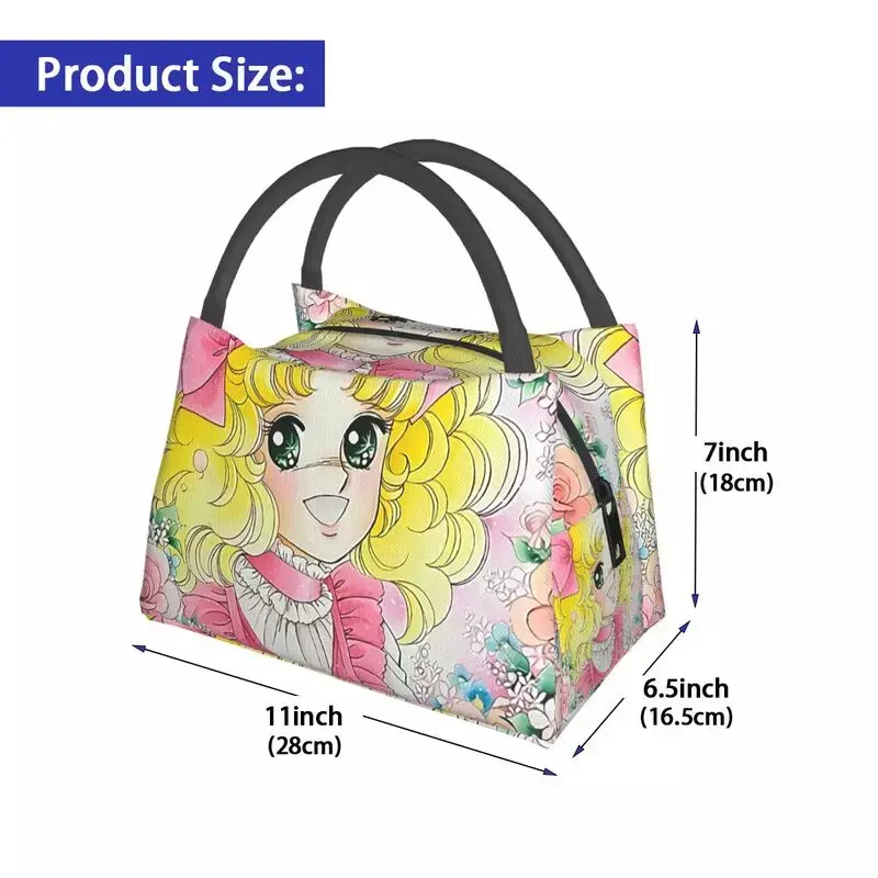 Candy Candy Thermal Insulated Lunch Bag Women Anime Manga Portable Lunch Tote for Office Outdoor Multifunction Meal Food Box
